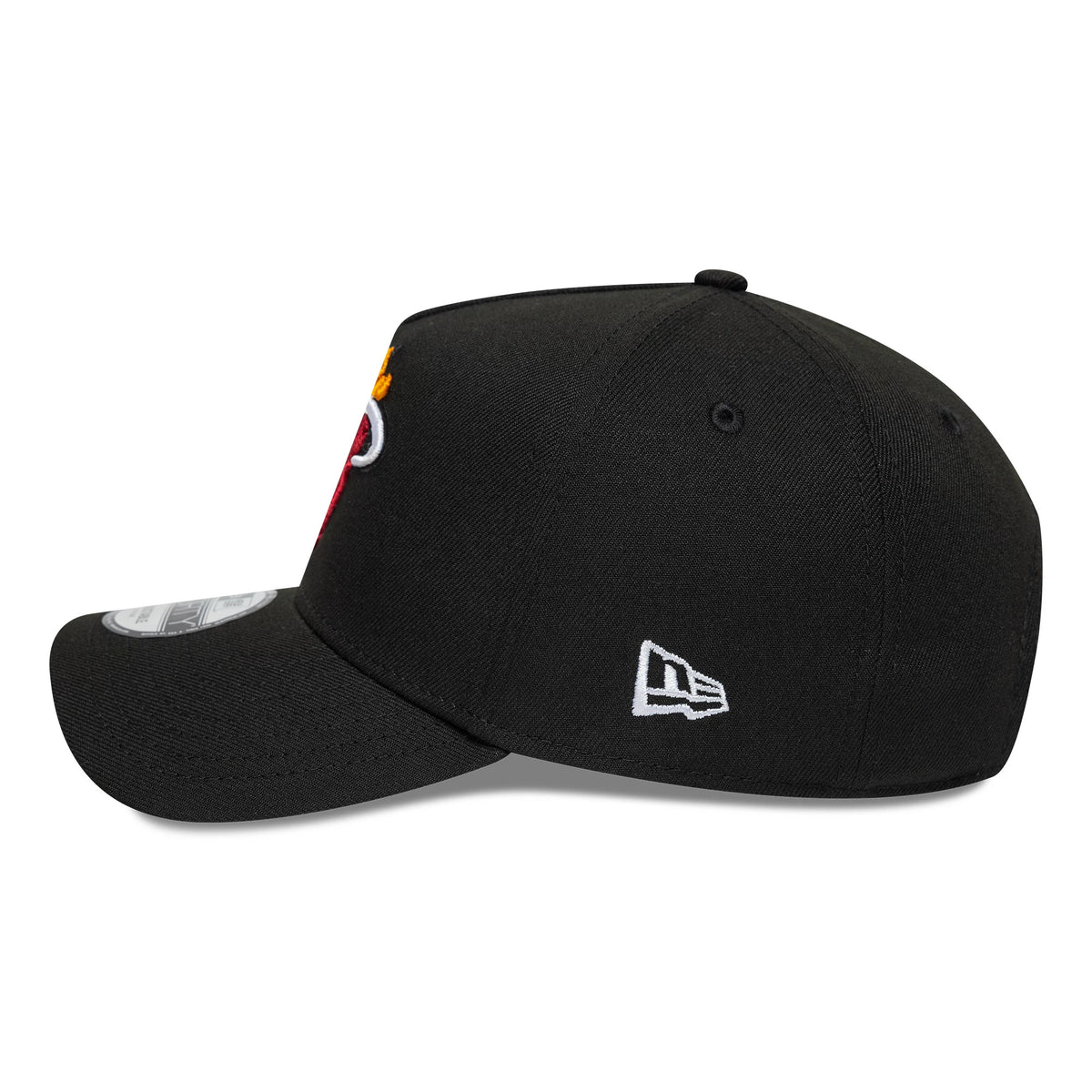 Pictured is this NBA Global Games 2026 London Miami Heat 9FORTY A-Frame cap in black. 5