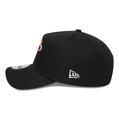 Pictured is this NBA Global Games 2026 London Miami Heat 9FORTY A-Frame cap in black. 5