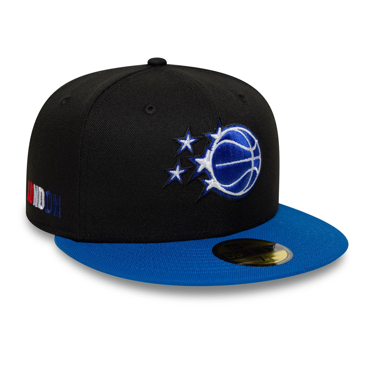 Pictured is this NBA Global Games 2026 London Orlando Magic 59FIFTY Fitted cap in black and blue. 1