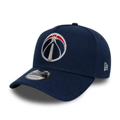 Pictured is this NBA Global Games 2026 London Washington Wizards 9FORTY A-Frame cap in dark blue. 3