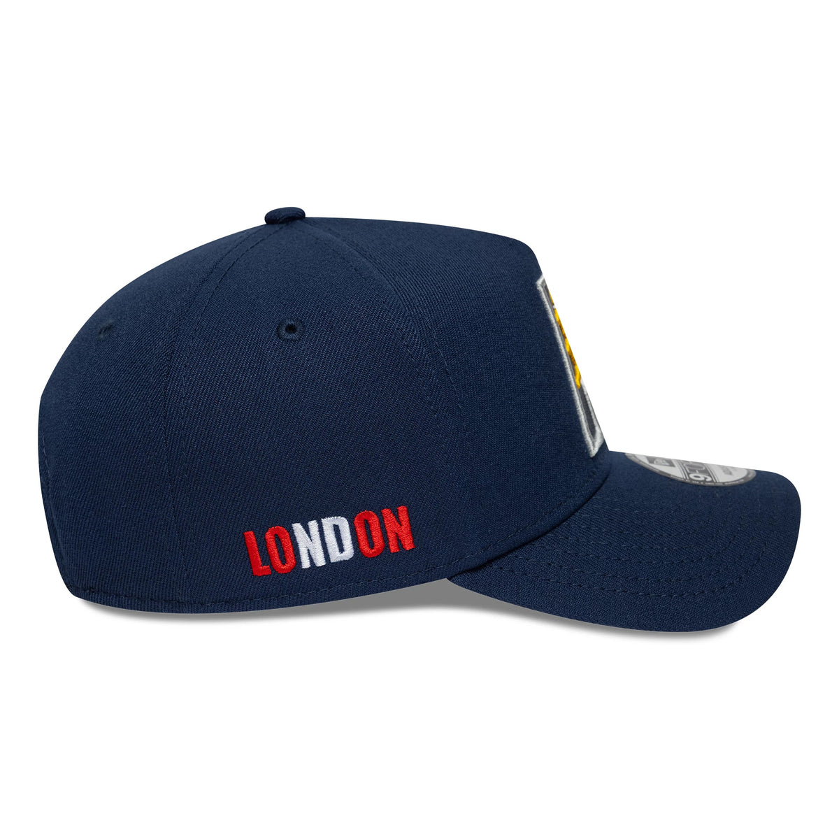 Pictured is this NBA Global Games 2026 London Indiana Pacers 9FORTY A-Frame cap in dark blue. 4