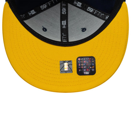 Pictured is this NBA Global Games 2026 London Indiana Pacers 59FIFTY Fitted cap in dark blue and yellow. 7