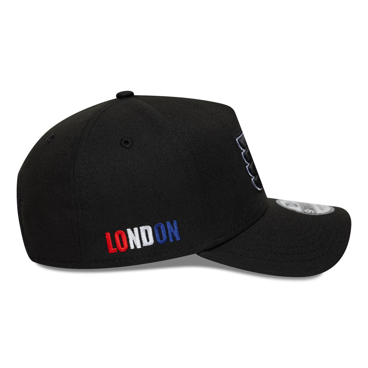 Pictured is this NHL London Game 2026 Philadelphia Flyers 9FORTY A-Frame cap in black. 4