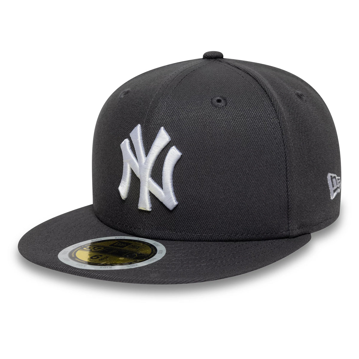 Pictured is this Youth MLB New York Yankees 59FIFTY Fitted cap in dark grey. 4