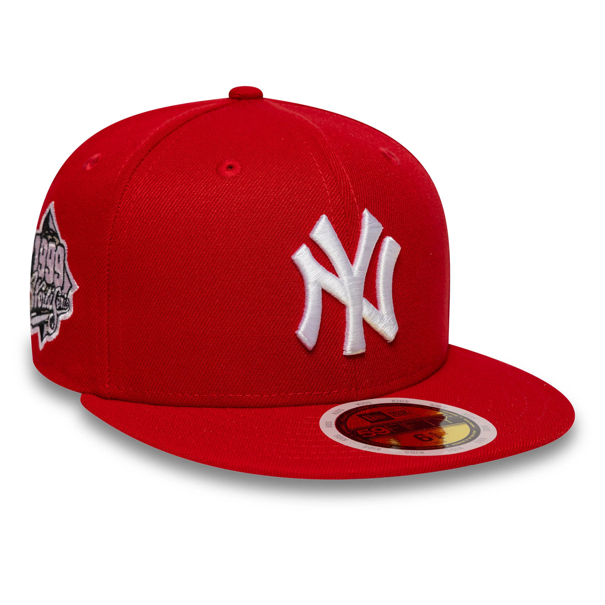 Pictured is this Youth MLB New York Yankees 59FIFTY Fitted cap in red. 1