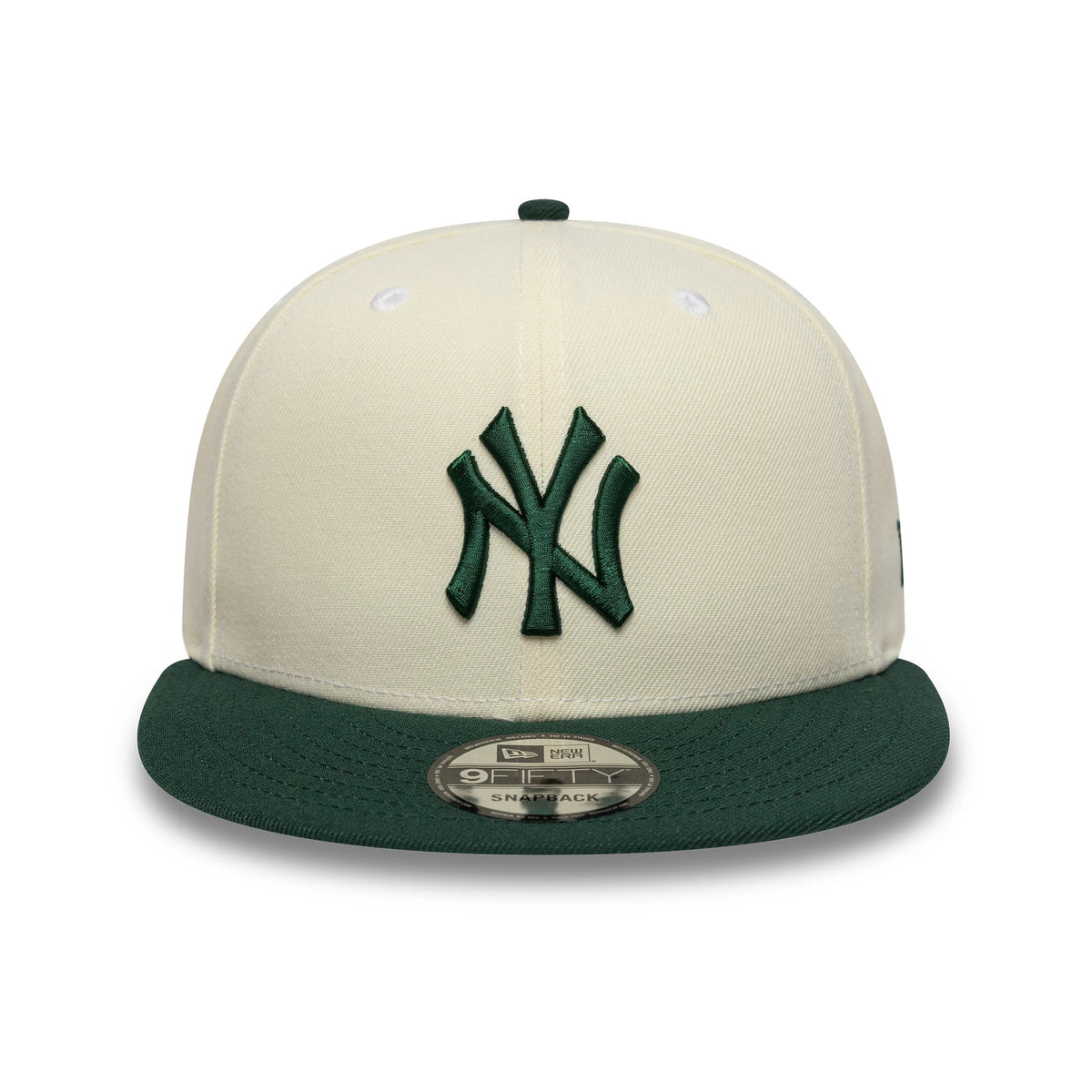 Pictured is this MLB New York Yankees 9FIFTY Snapback cap in cream and dark green. 2