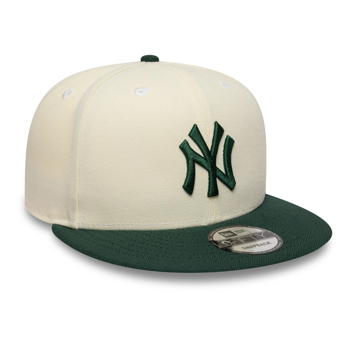 Pictured is this MLB New York Yankees 9FIFTY Snapback cap in cream and dark green. 3