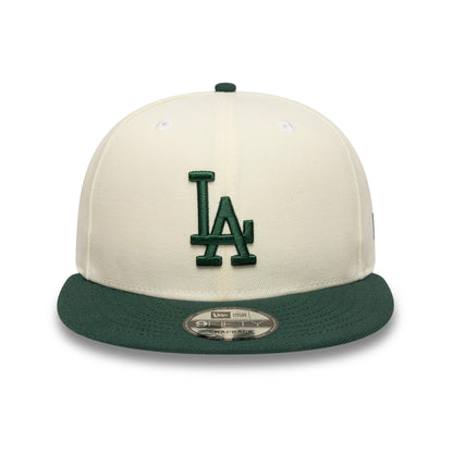 Pictured is this MLB LA Dodgers 9FIFTY Snapback cap in cream and dark green. 2