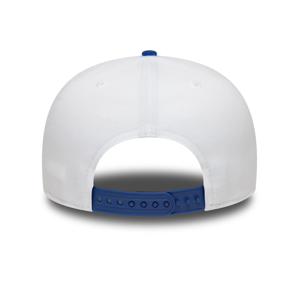 Pictured is this NBA Champs 2025 - 2026 New York Knicks 9FIFTY A-Frame Snapback cap in white and blue. 5