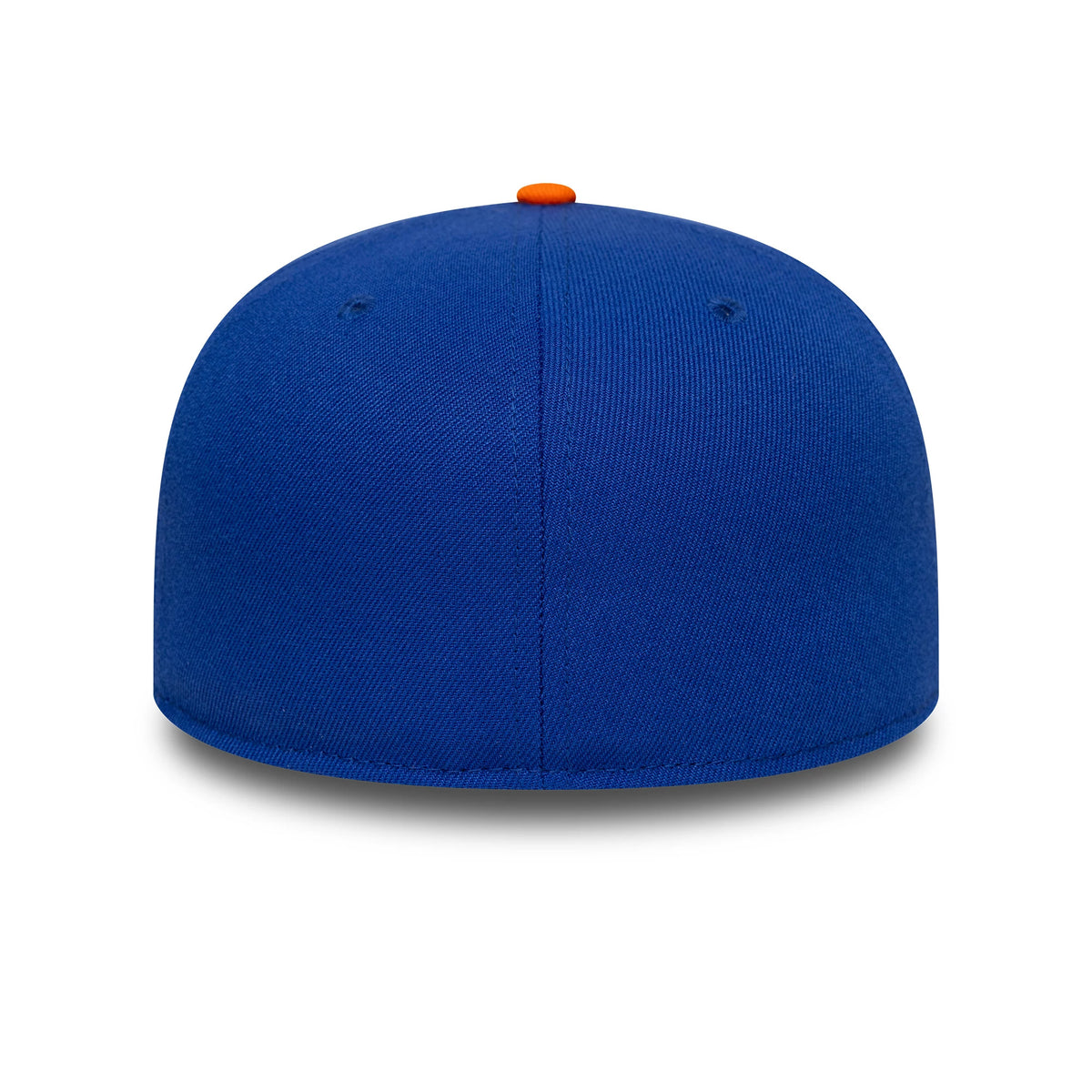 Pictured is this NBA Champs 2025 - 2026 New York Knicks 59FIFTY Fitted cap in blue and orange. 6