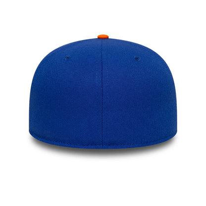 Pictured is this NBA Champs 2025 - 2026 New York Knicks 59FIFTY Fitted cap in blue and orange. 6