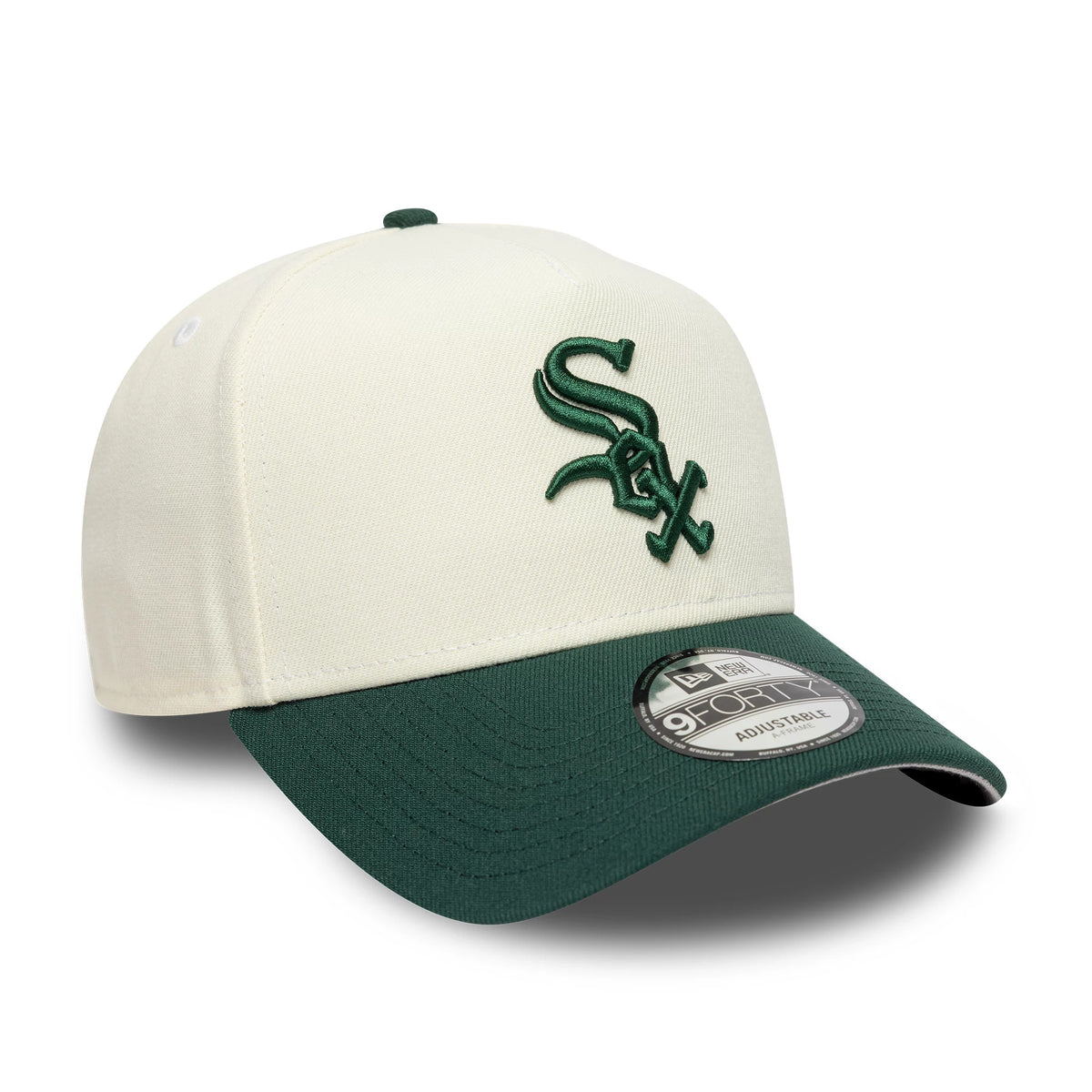 Pictured is this MLB Chicago White Sox 9FORTY A-Frame cap in cream and dark green. 4