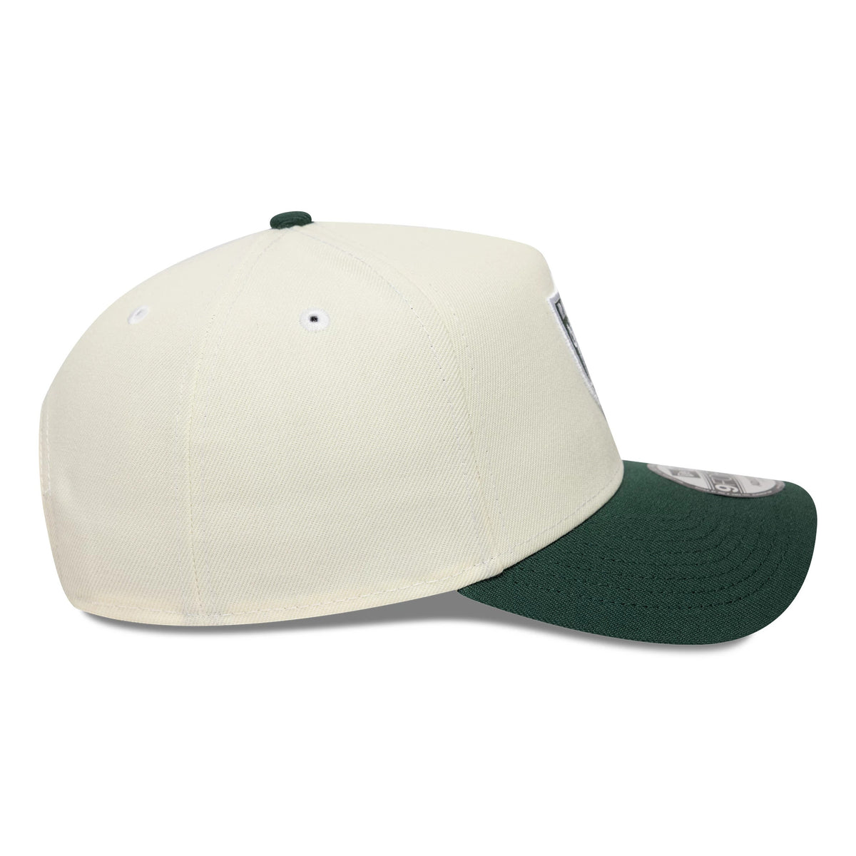 Pictured is this NFL Las Vegas Raiders 9FORTY A-Frame cap in cream and dark green. 6