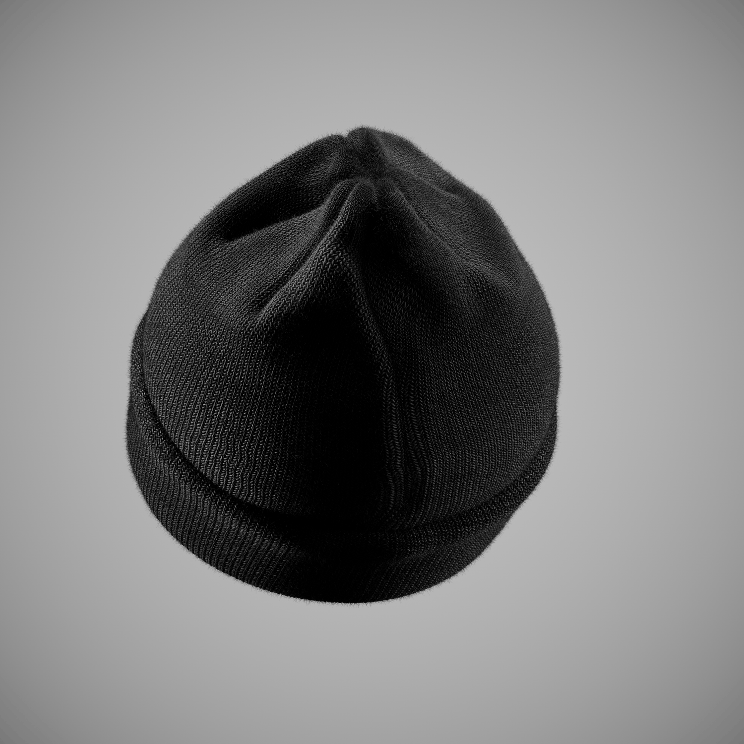 Black beanie with a new era logo on a gray background