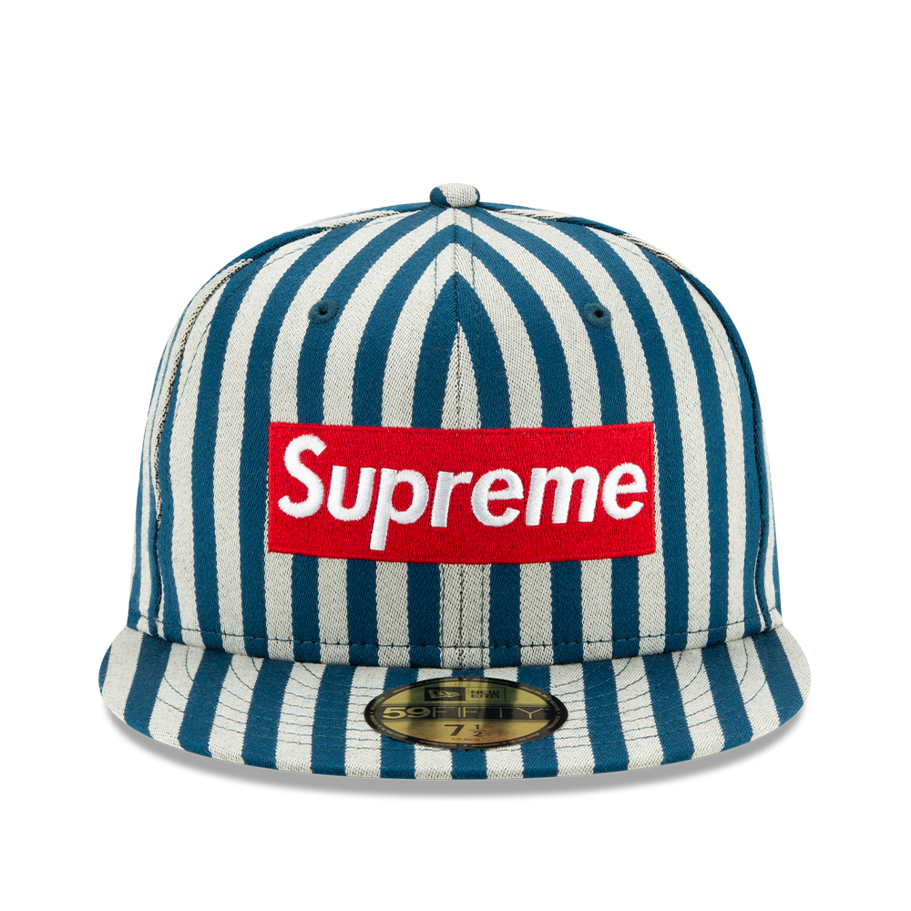 blue and white pinstripe 59fity supreme cap