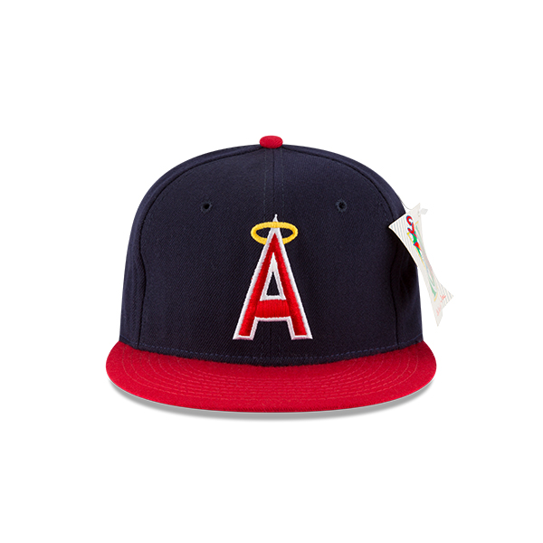 image of retro A cap in navy and red