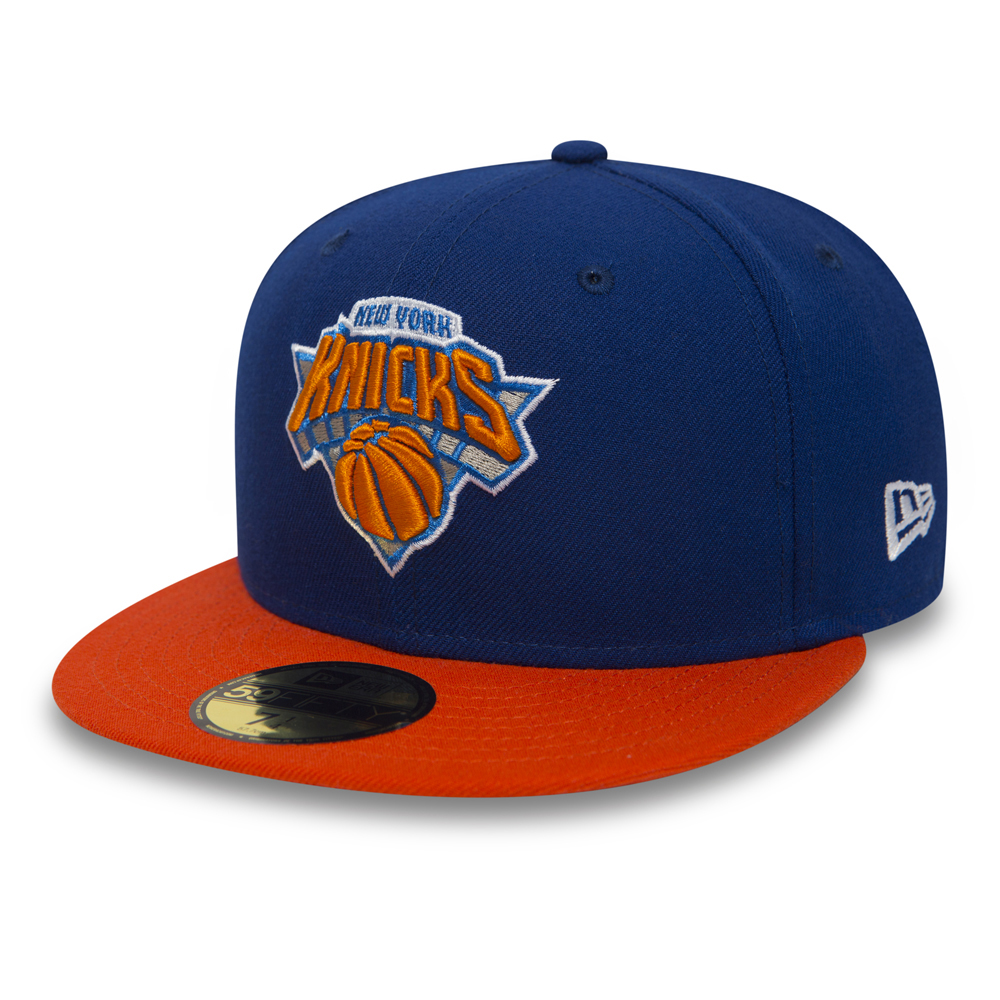 New York Knicks Blue Orange Lid Orange White NY New Era 59Fifty Fitted Hat