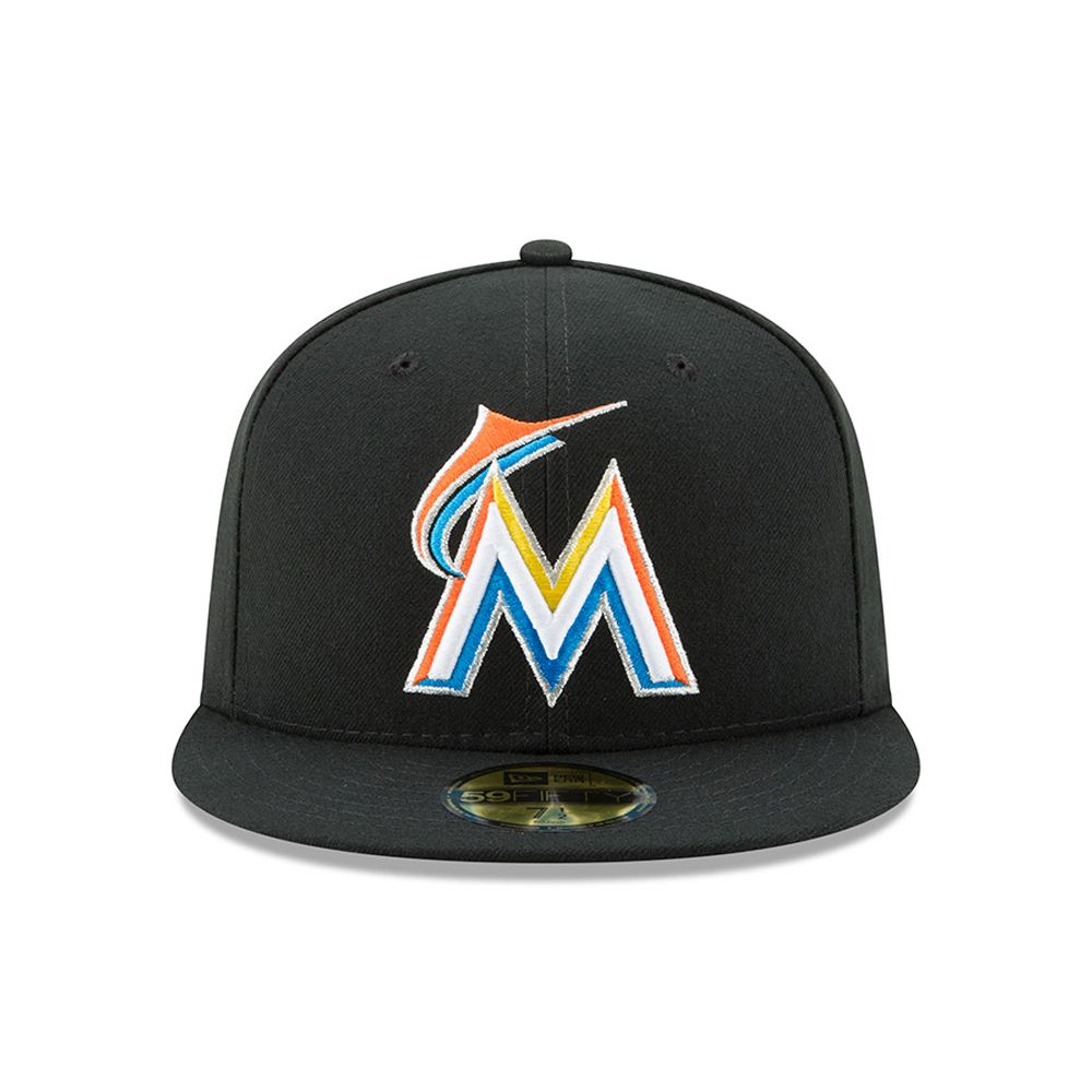 Miami Marlins Authentic On Field Home Black 59FIFTY Fitted Cap