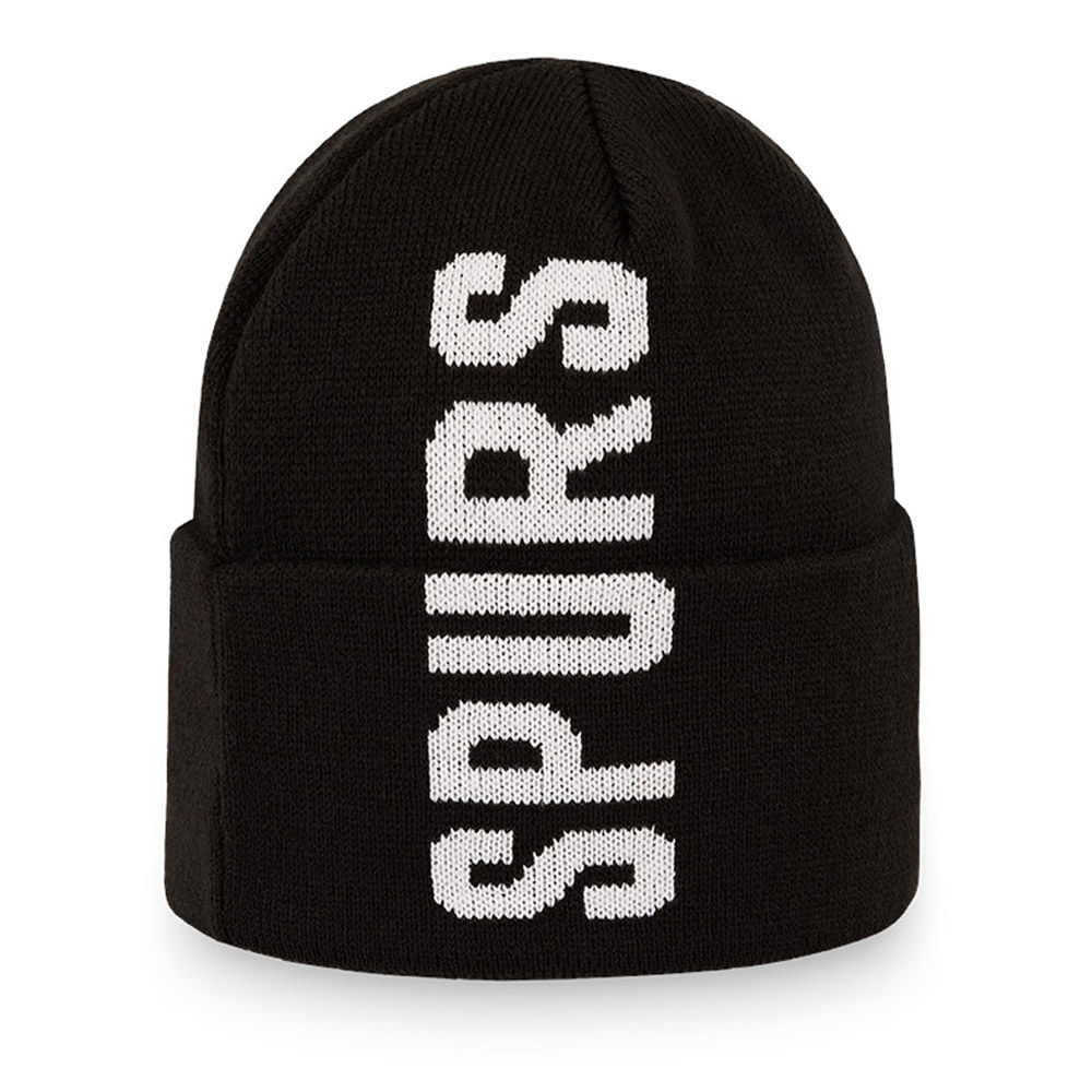 Tottenham Hotspur Vertical Wordmark Black Beanie Hat