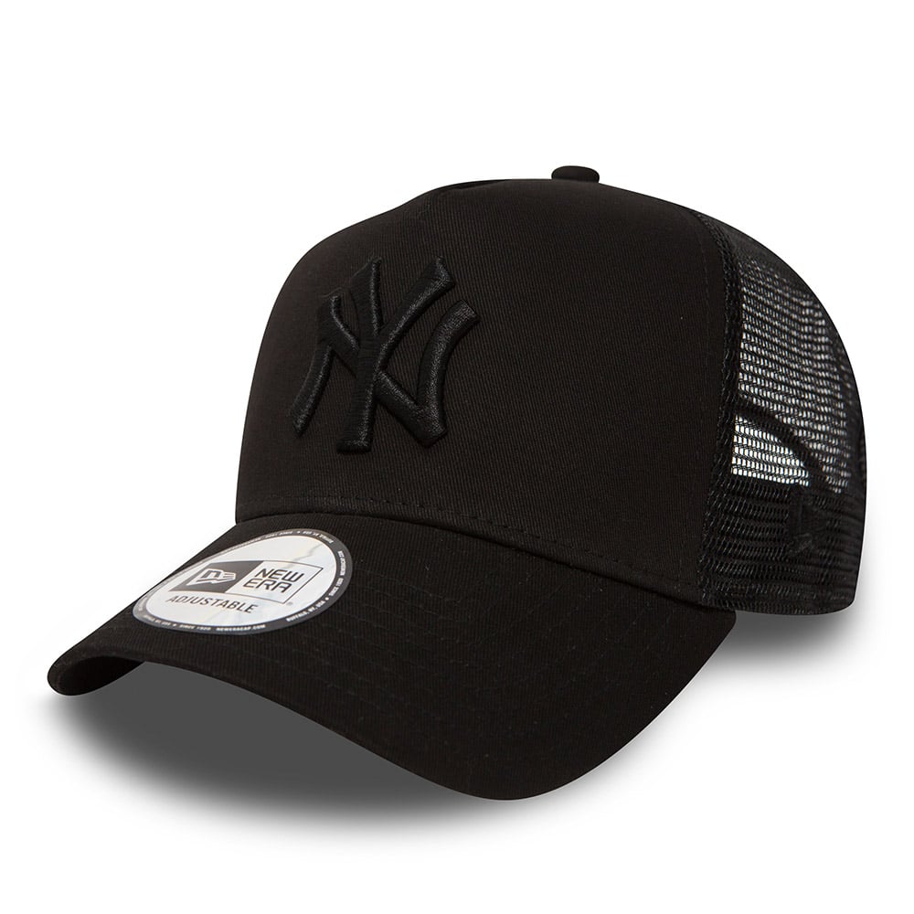 New York Yankees Clean Black A-Frame Trucker Cap