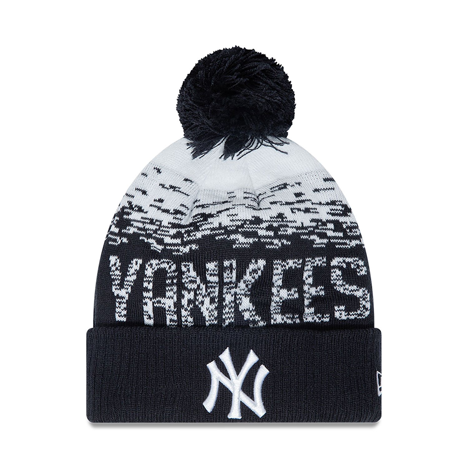 New York Yankees Bobble Blue Cuff Beanie Hat