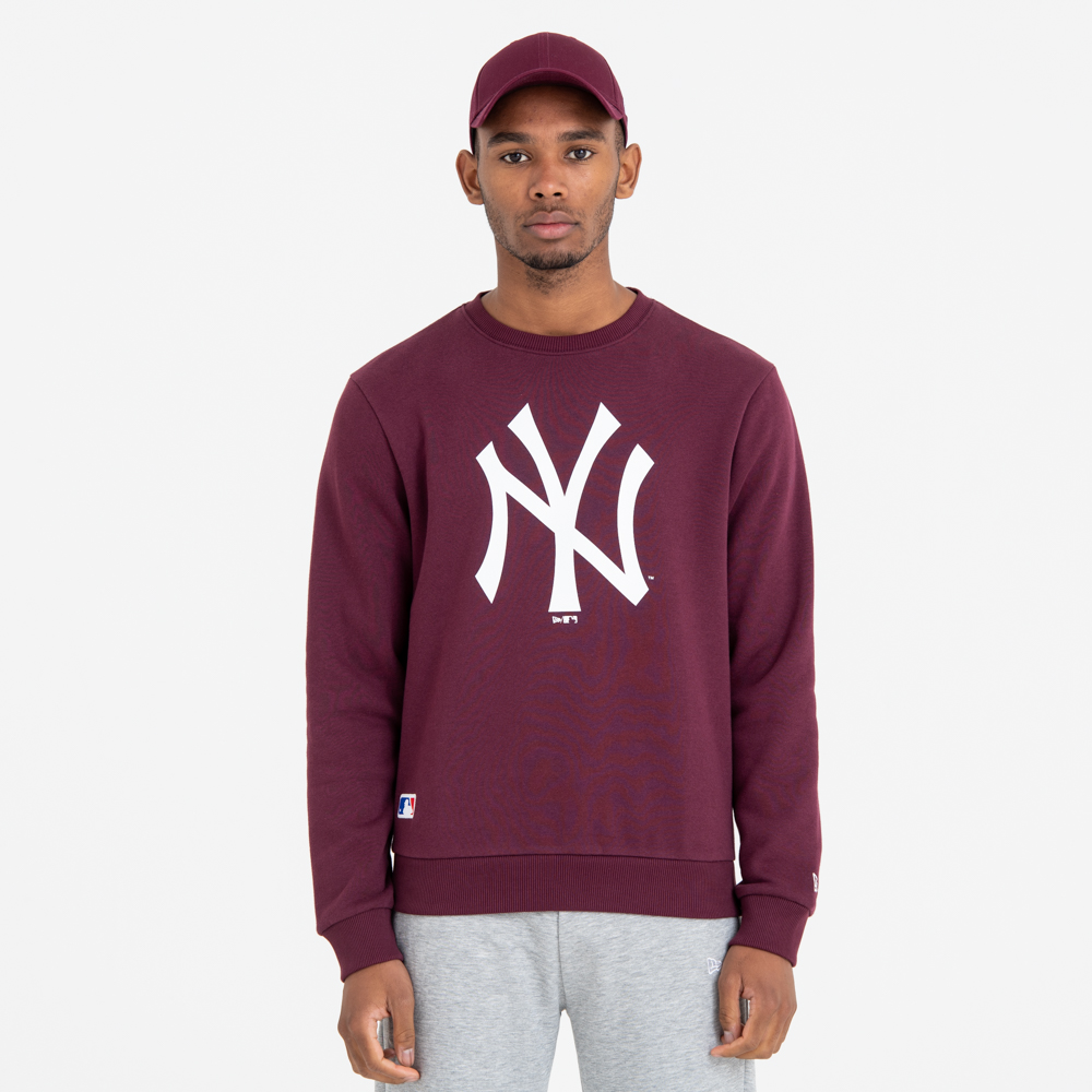 New York Yankees Team Logo Maroon Crew Neck Sweatshirt