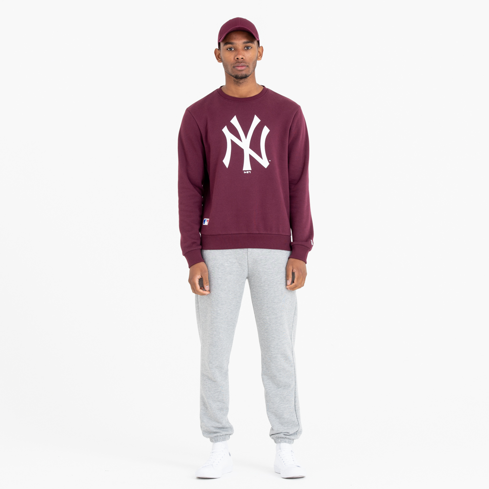 New York Yankees Team Logo Maroon Crew Neck Sweatshirt