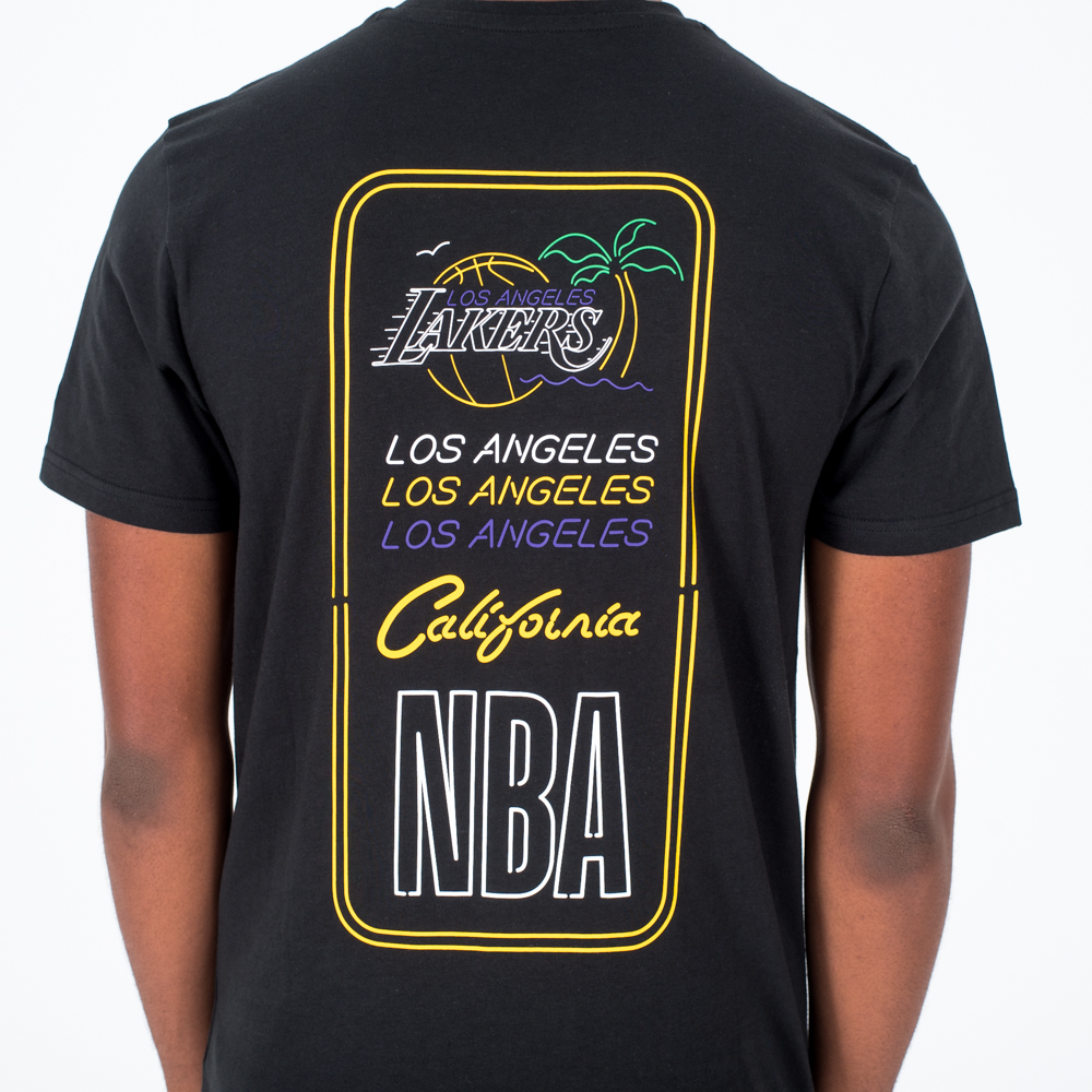 Los Angeles Lakers Neon Lights Black Tee