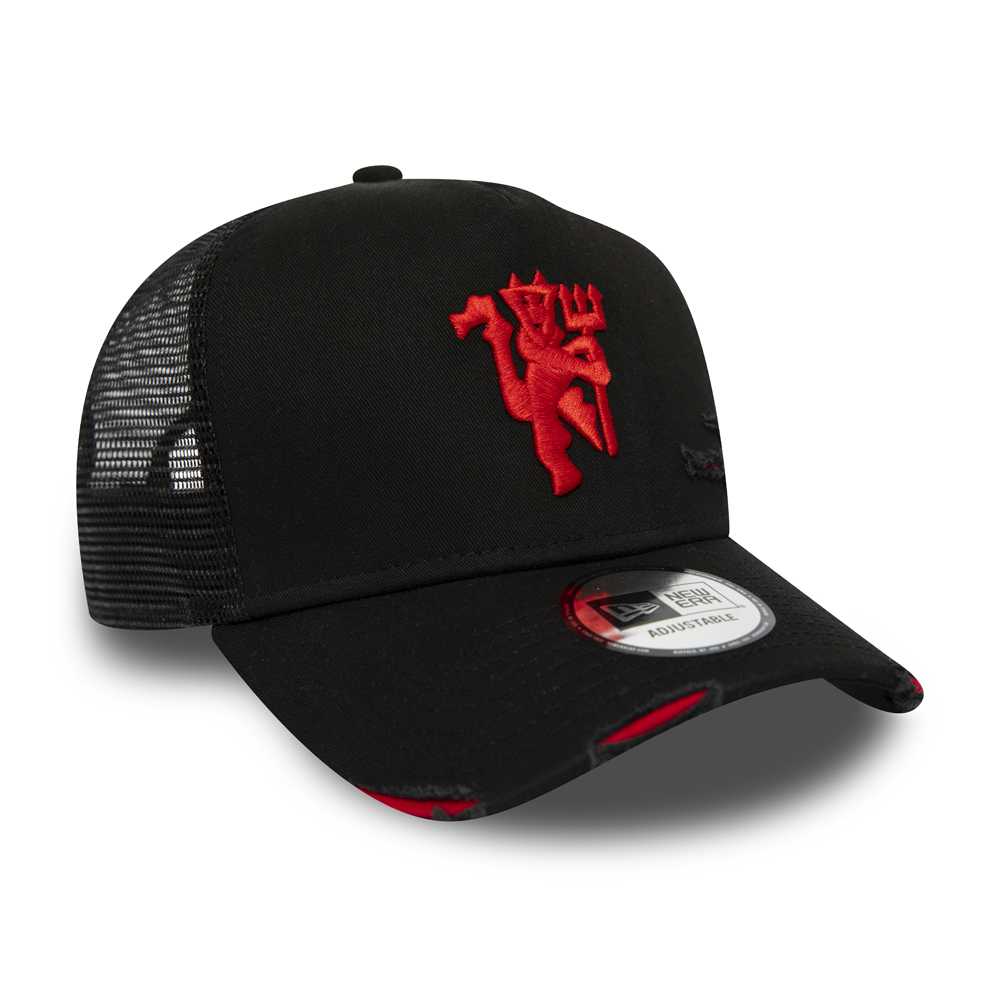 Manchester United Distressed Black A Frame Trucker