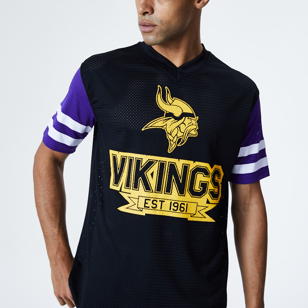 Minnesota Vikings Contrast Sleeve Oversized Black T-Shirt