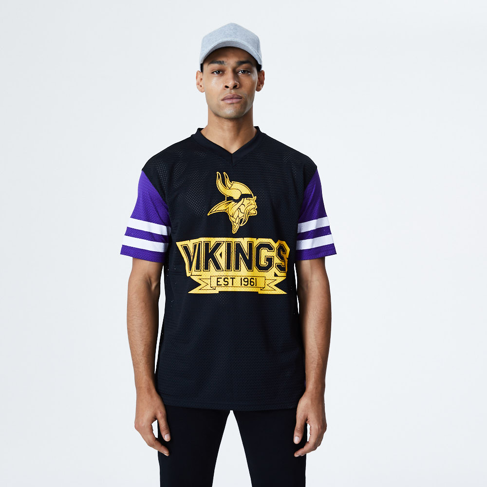 Minnesota Vikings Contrast Sleeve Oversized Black T-Shirt