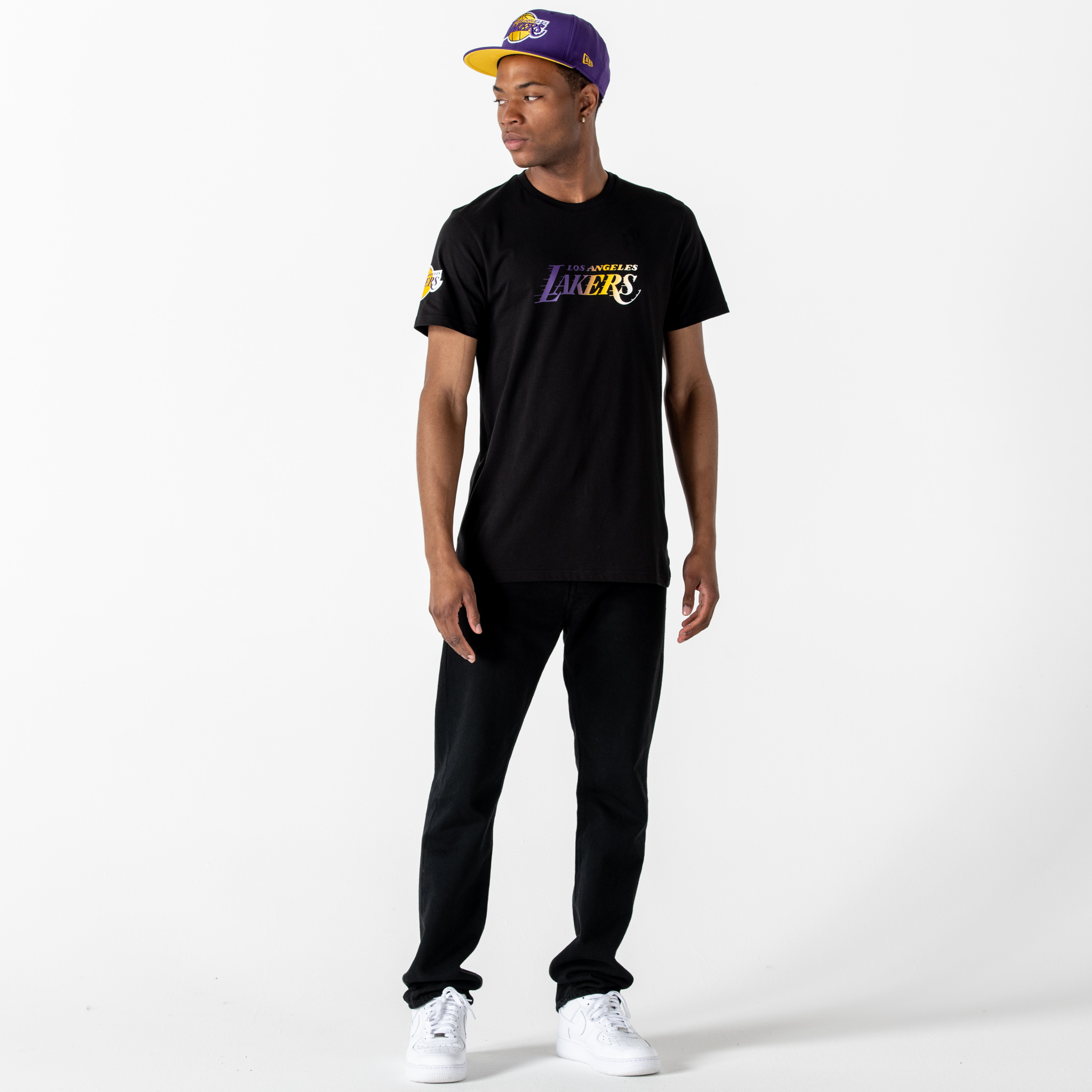 Los Angeles Lakers Gradient Wordmark Black T-Shirt