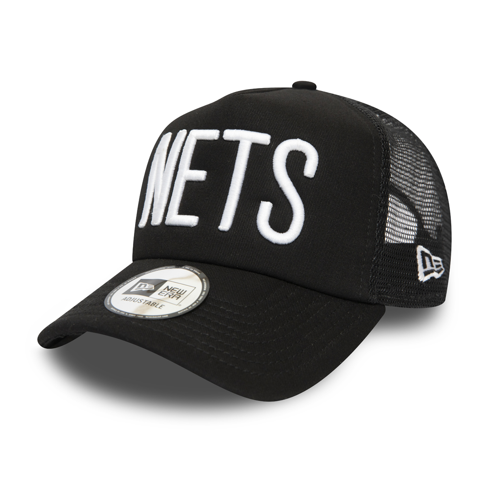 Brooklyn Nets Black A-Frame Trucker