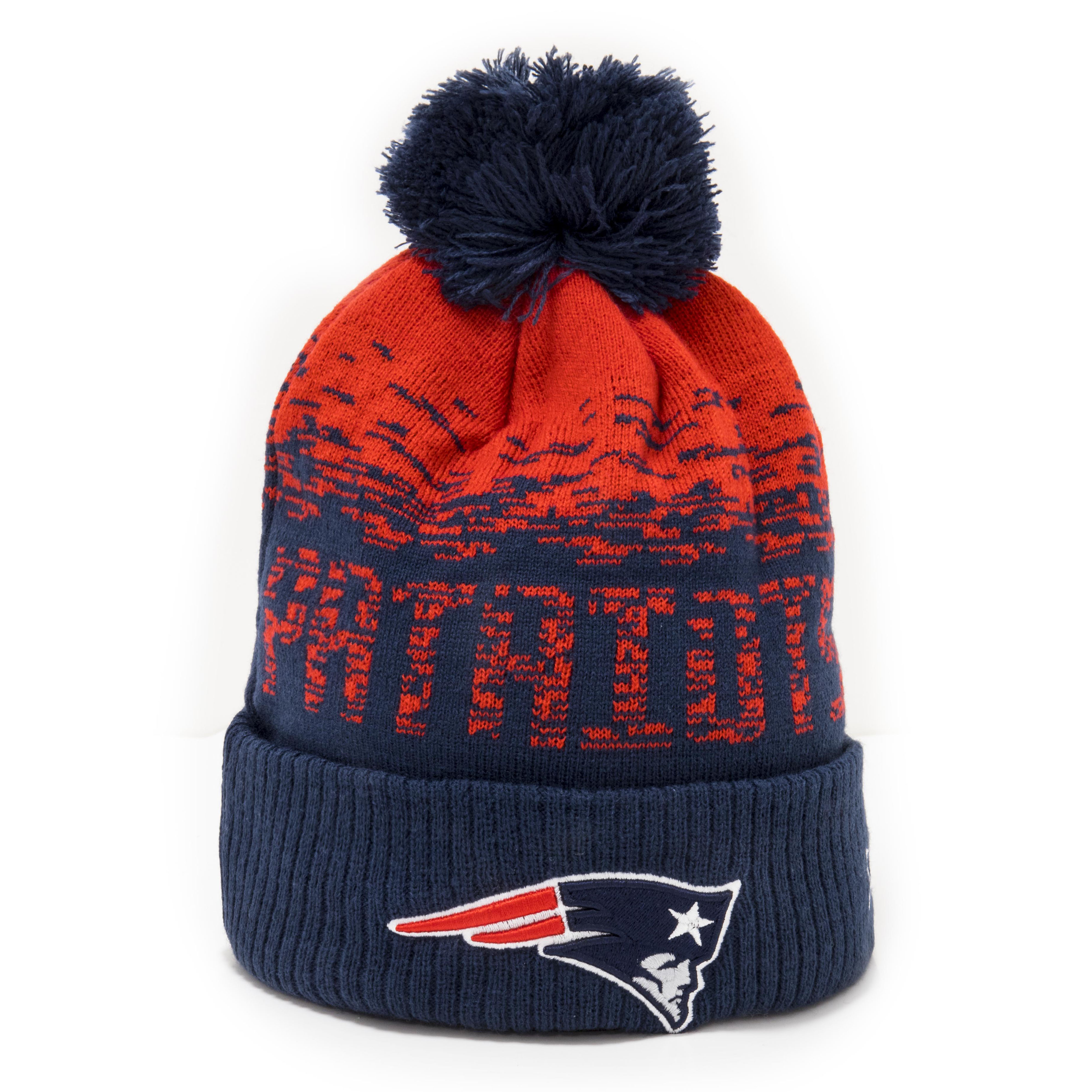 New England Patriots Navy Ombre Sport Bobble Beanie Hat