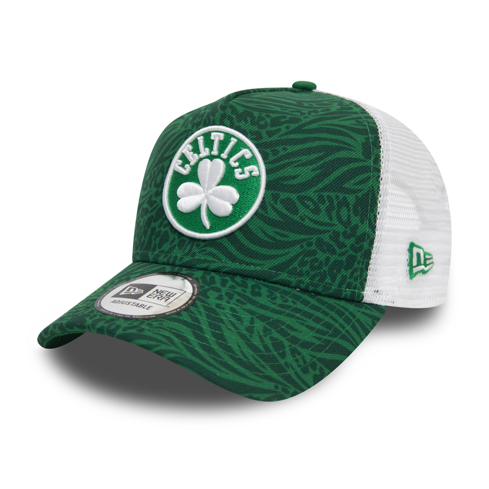Boston Celtics Hook All Over Print Green Trucker
