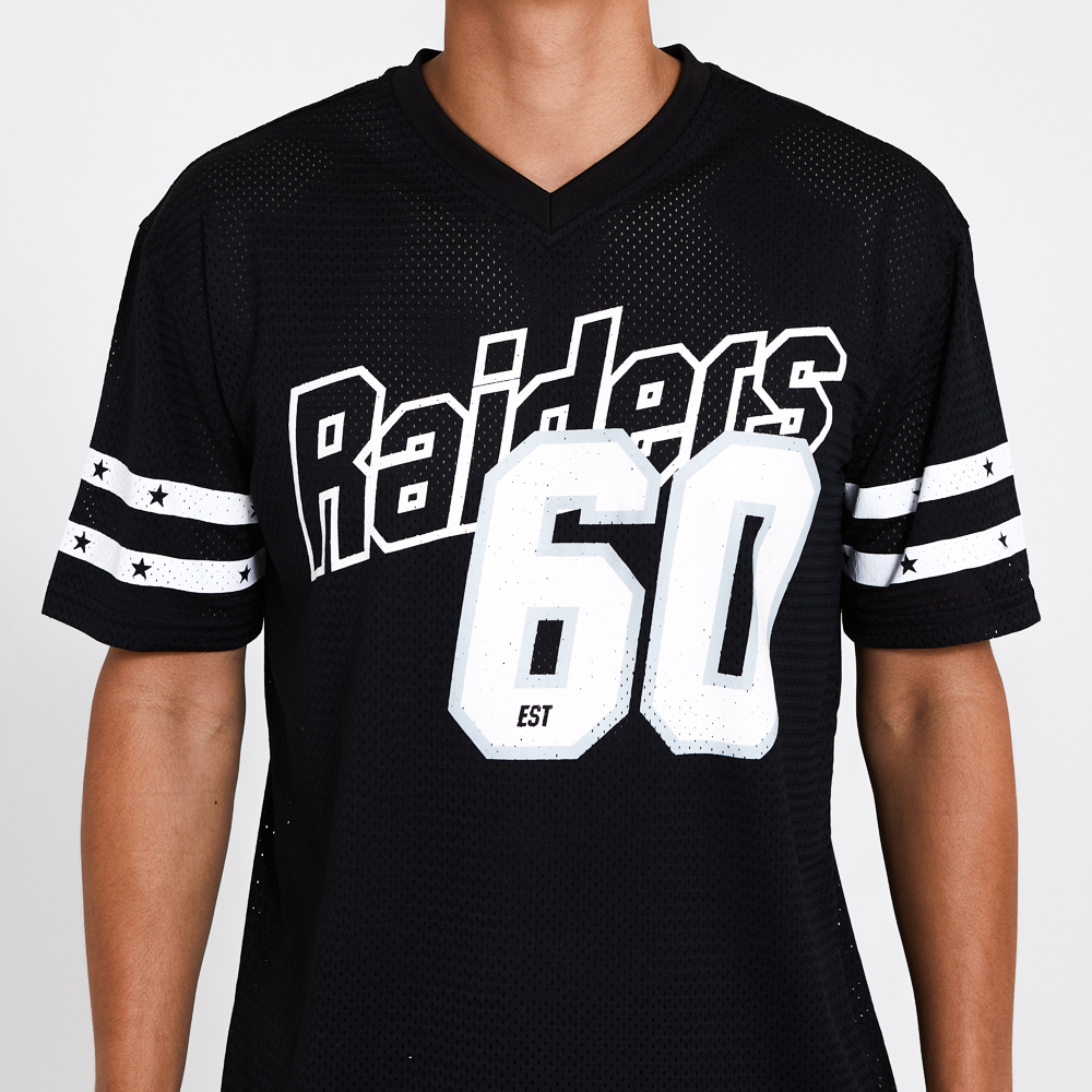 Oakland Raiders Oversized Mesh Black T-Shirt