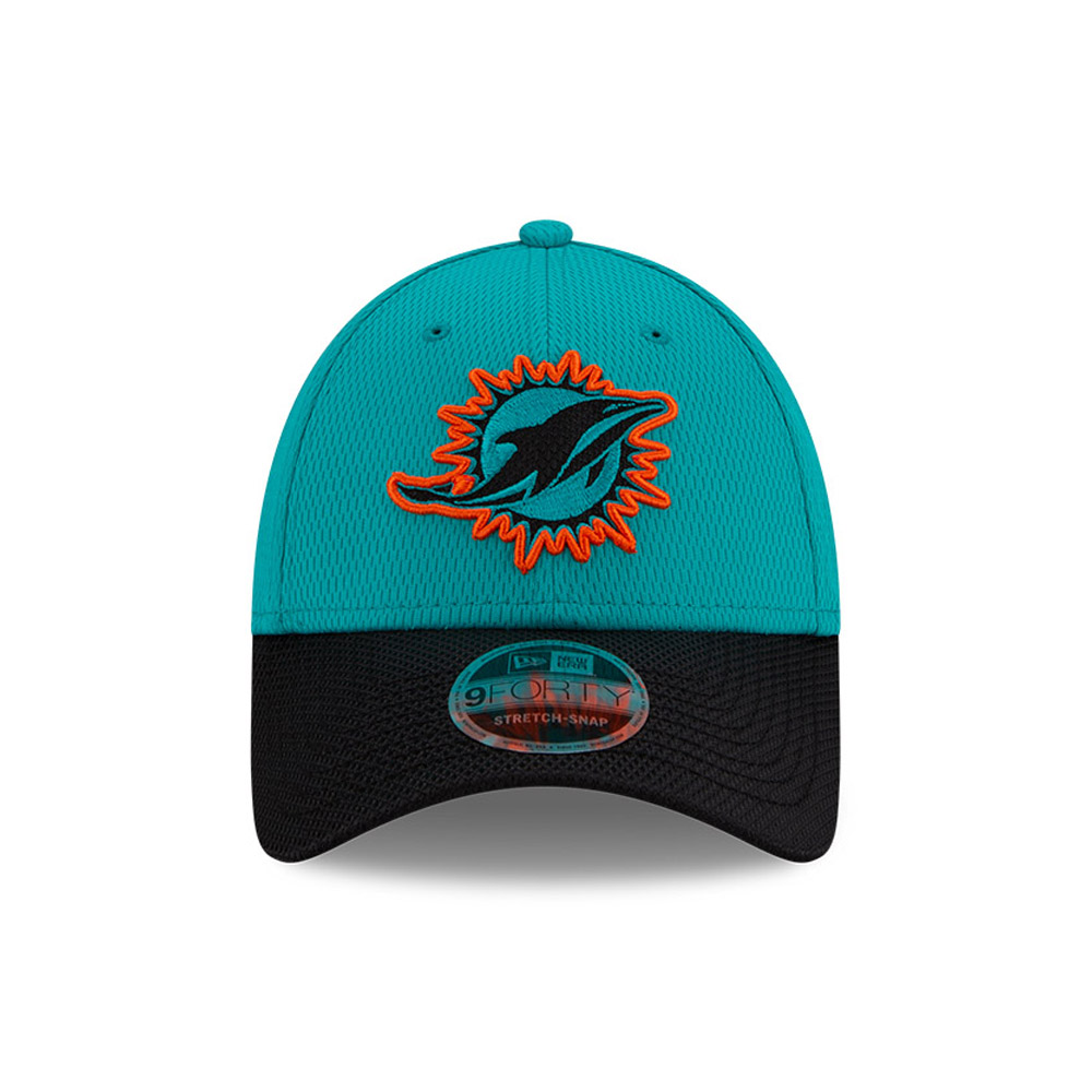 Miami Dolphins NFL Sideline Road Turquoise 9FORTY Stretch Snap Cap