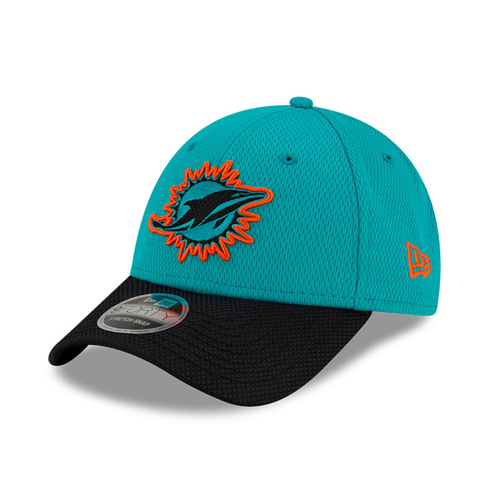 Miami Dolphins NFL Sideline Road Turquoise 9FORTY Stretch Snap Cap