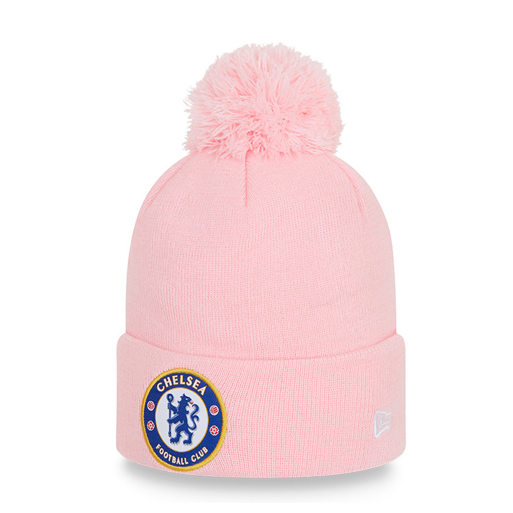 Chelsea FC Womens Pink Bobble Beanie Hat