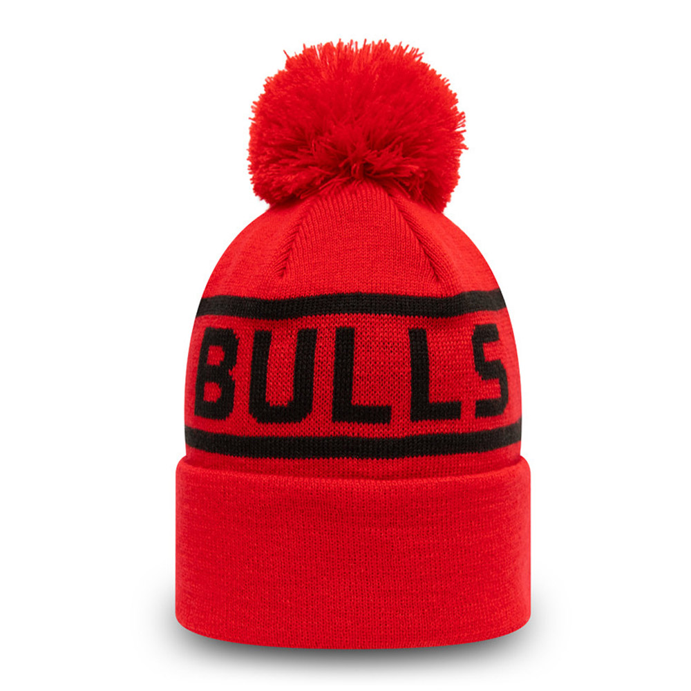 Chicago Bulls Kids Red Cuff Bobble Beanie Hat