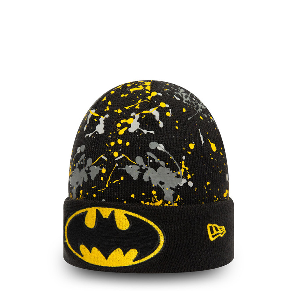 Batman Character Paint Splat Black Cuff Beanie Hat