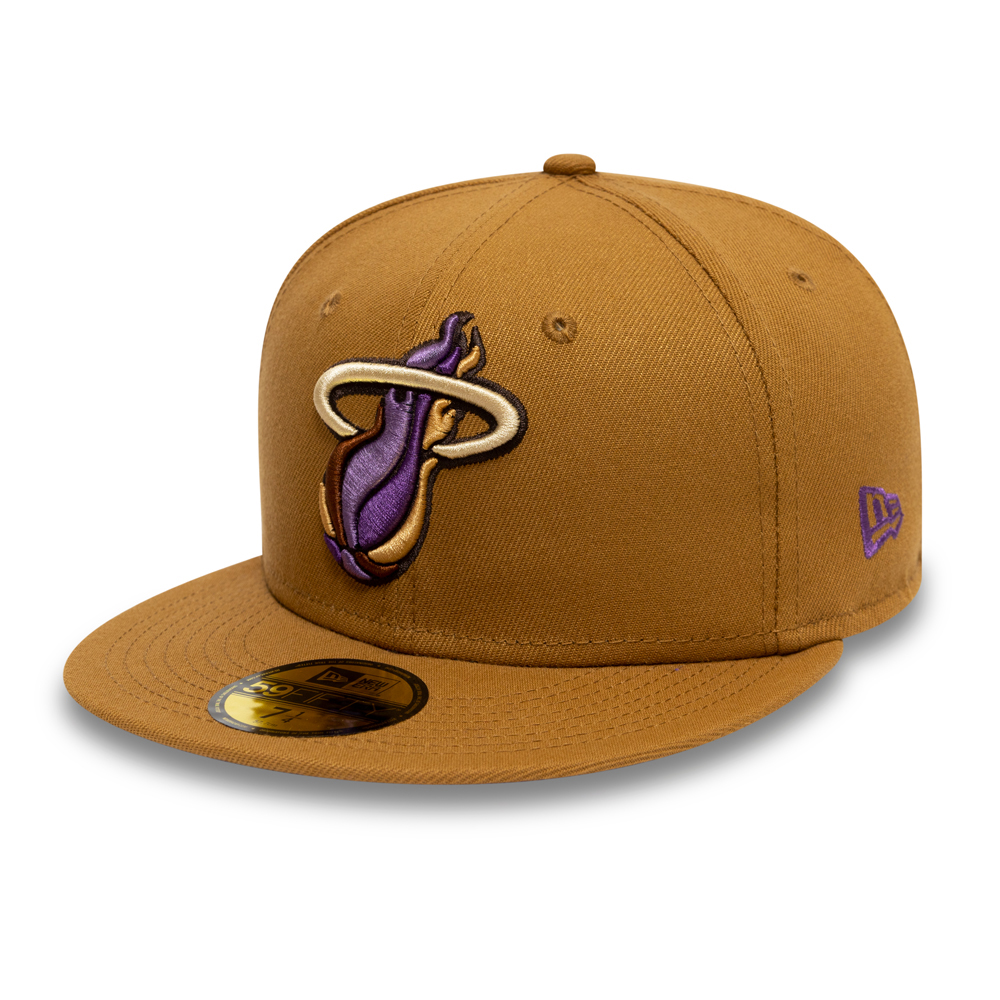 Miami Heat NBA Sweet and Savoury Tan 59FIFTY Fitted Cap