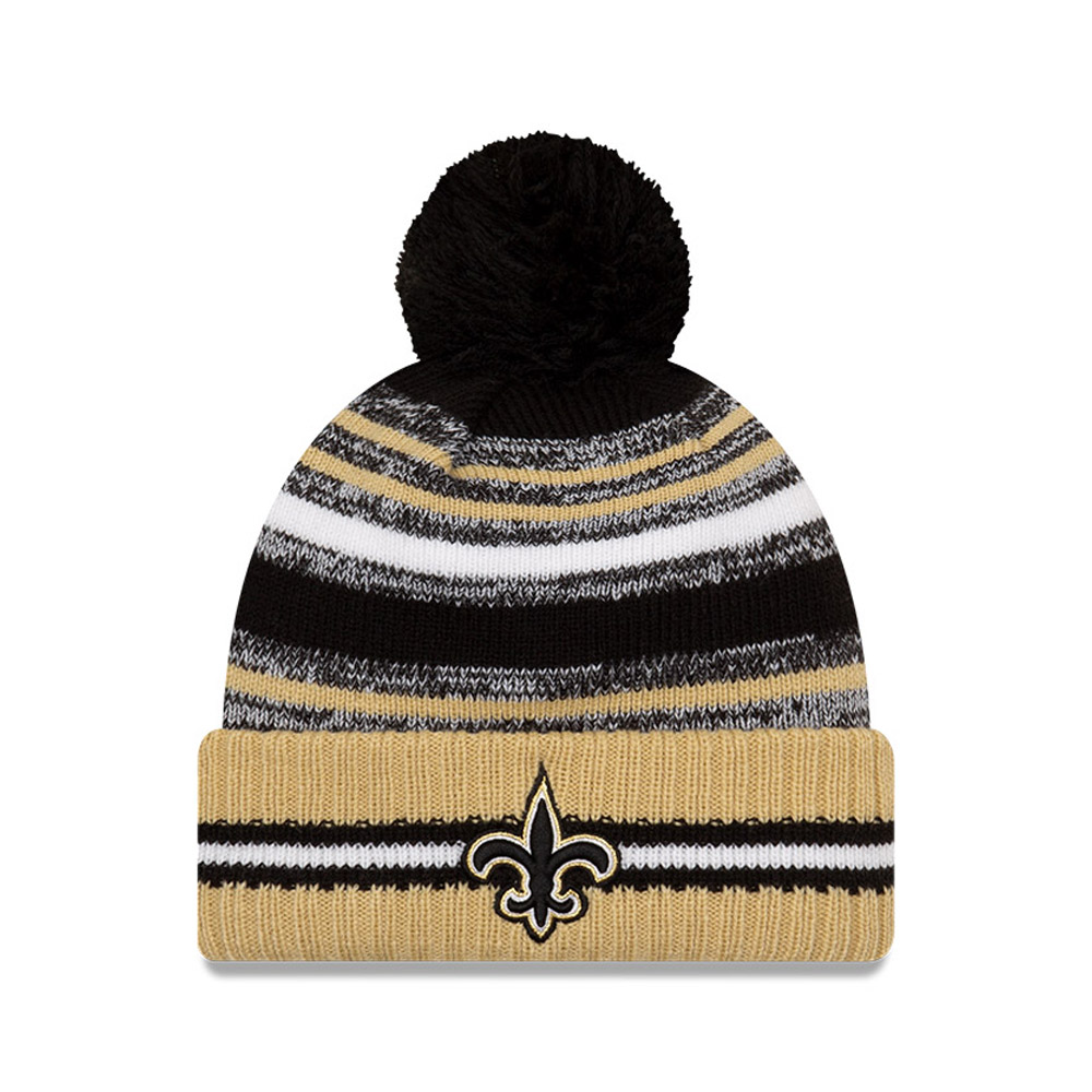 New Orleans Saints NFL Sideline Kids Black Bobble Beanie Hat