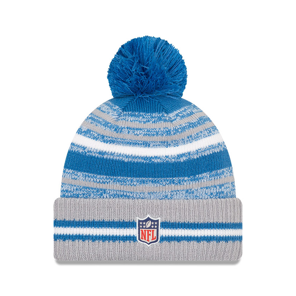 Detroit Lions NFL Sideline Kids Blue Bobble Beanie Hat