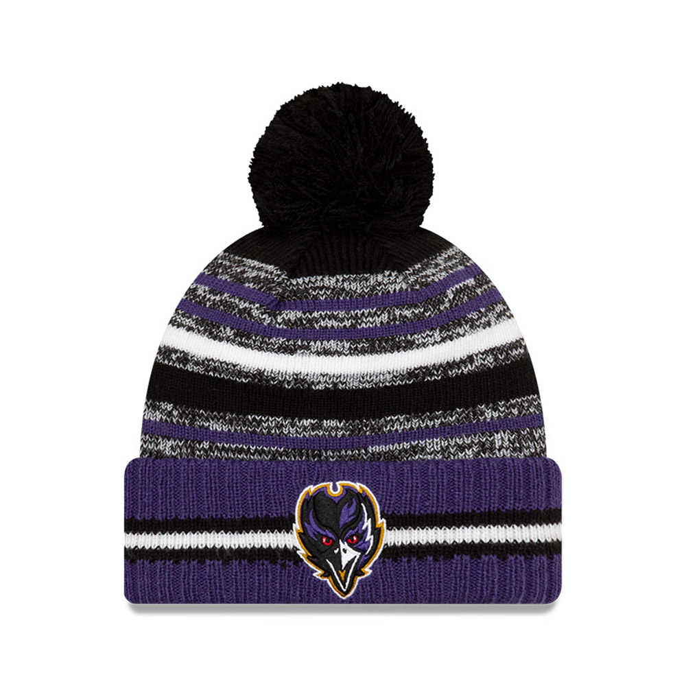 Baltimore Ravens NFL Sideline Kids Purple Bobble Beanie Hat