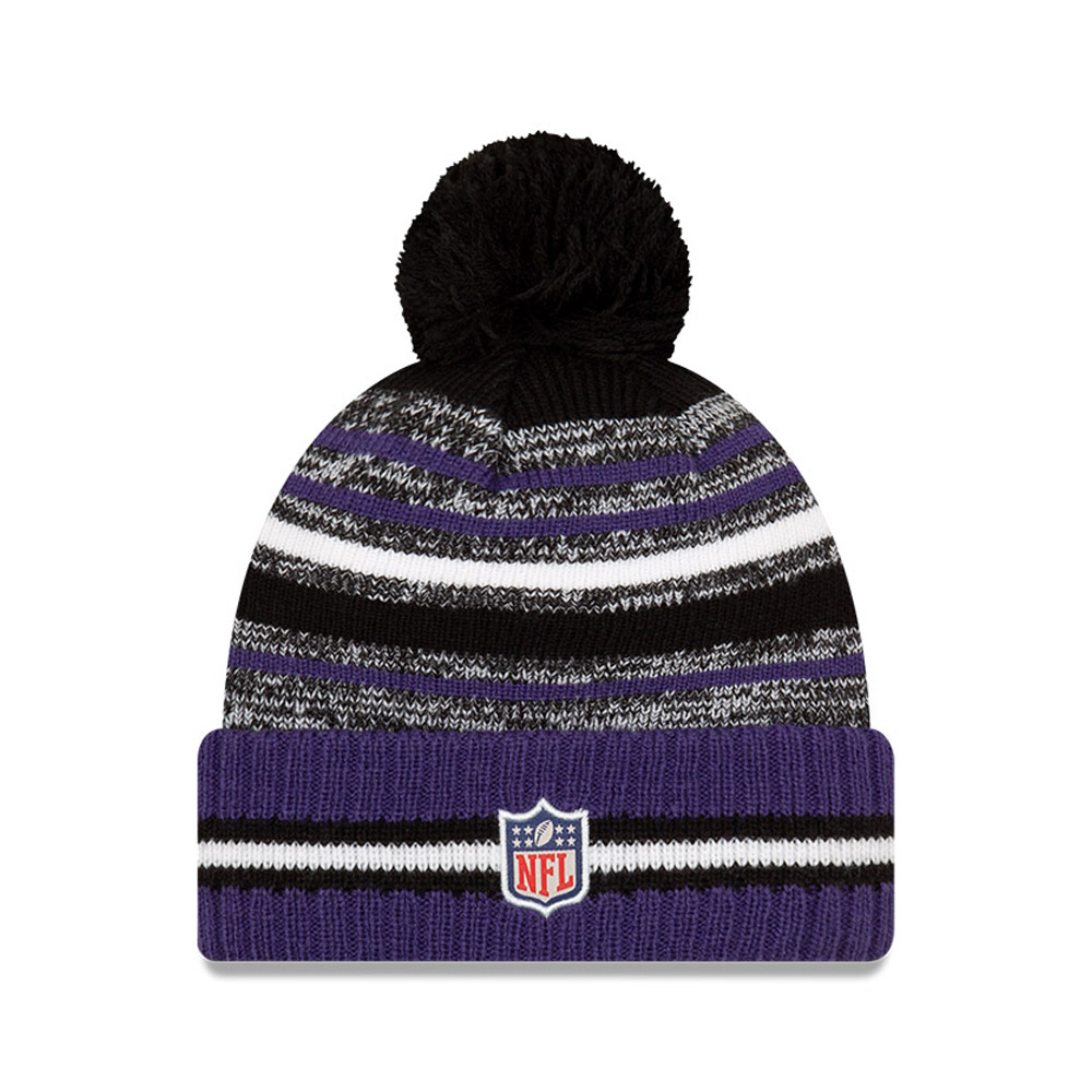Baltimore Ravens NFL Sideline Purple Bobble Beanie Hat