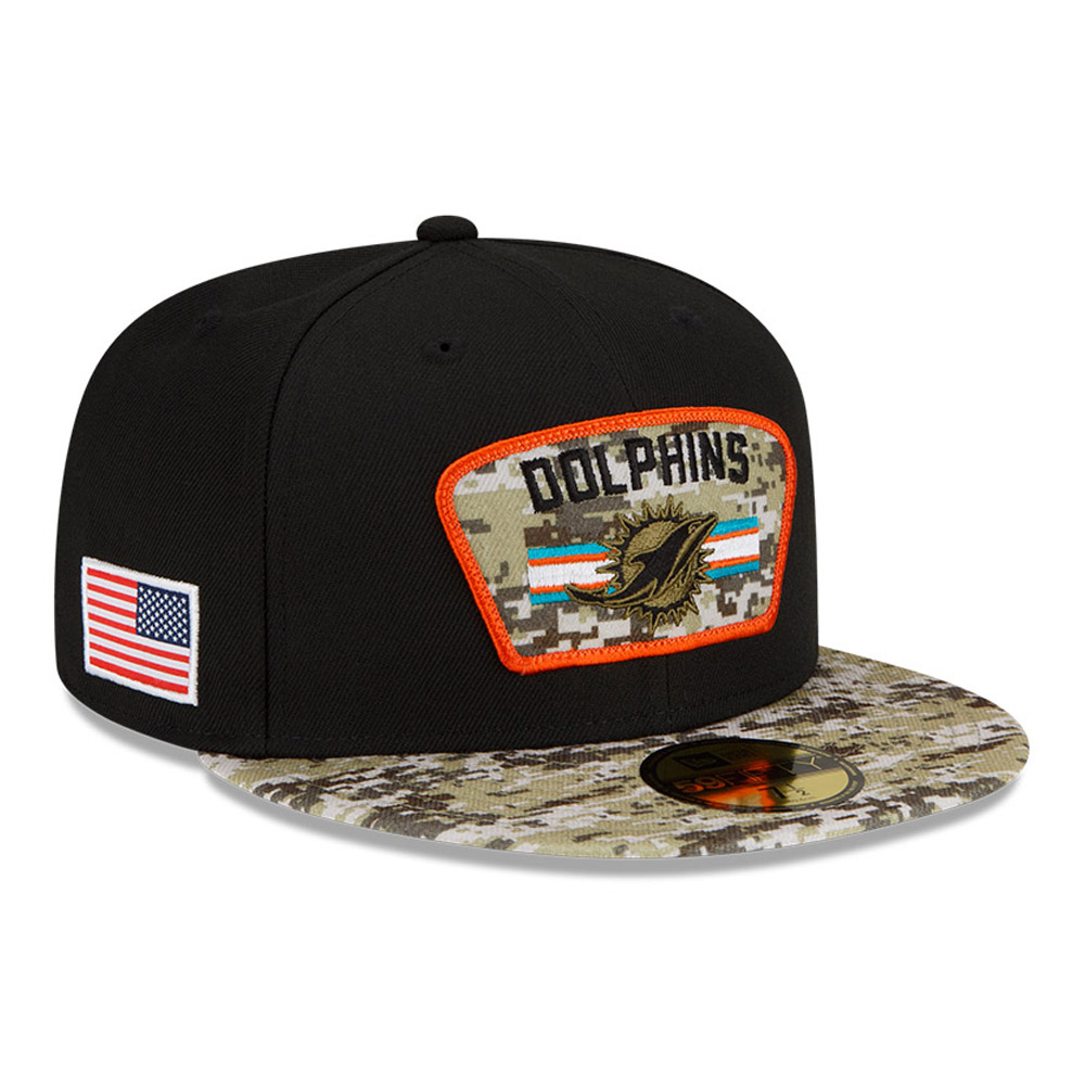 Miami Dolphins NFL Salute to Service Black 59FIFTY Cap