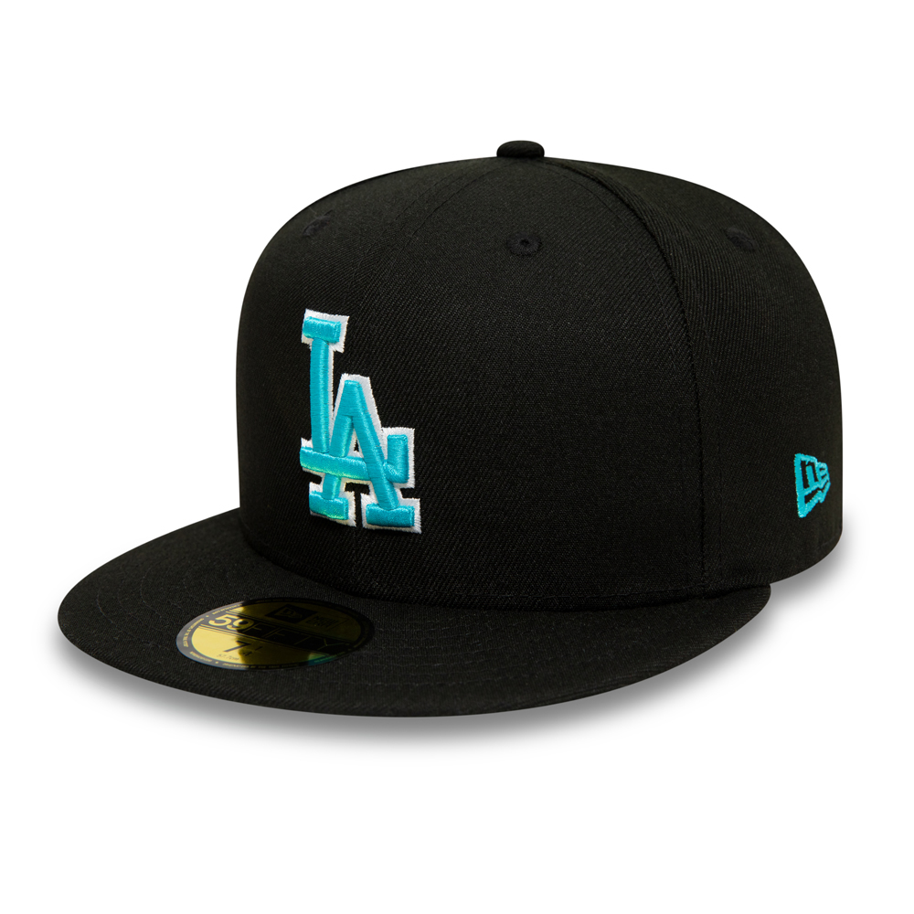 LA Dodgers Blue Logo Black 59FIFTY Fitted Cap