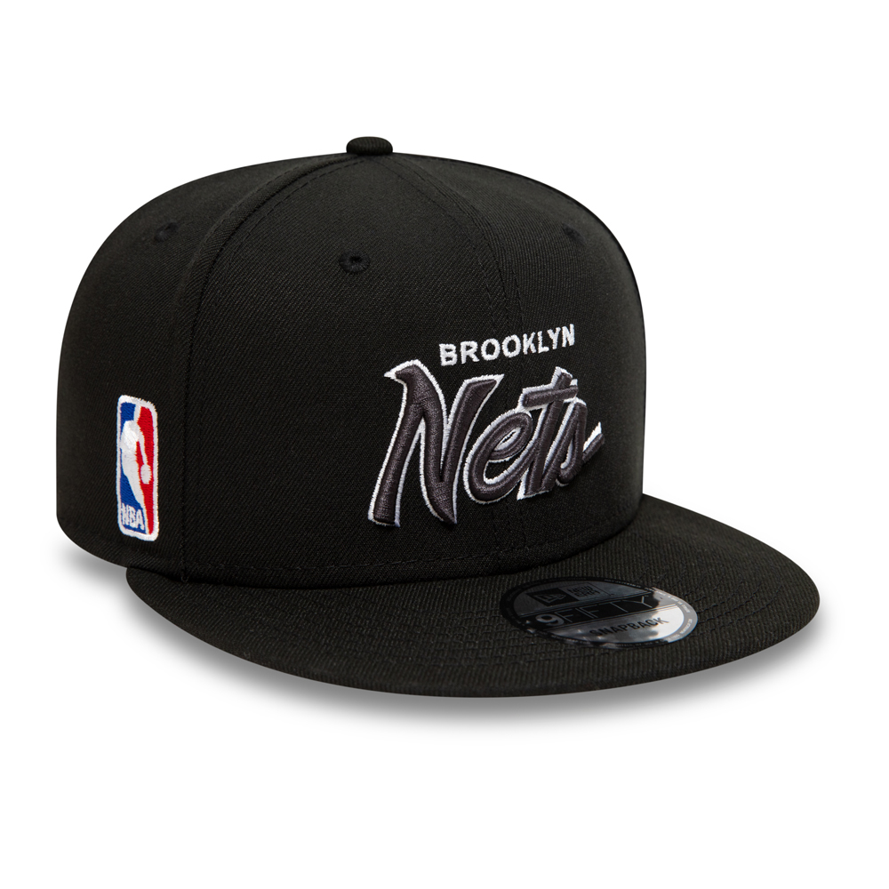 Brooklyn Nets NBA Script Up Black 9FIFTY Cap