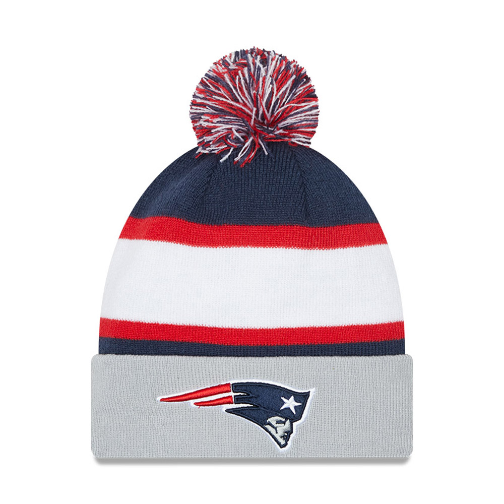 New England Patriots NFL Stripe Blue Bobble Beanie Hat